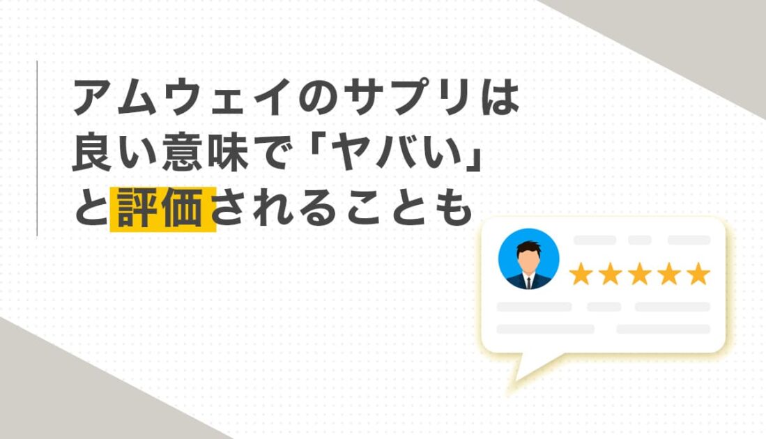 レビュー評価のイラストとアムウェイサプリの高評価を紹介する画像